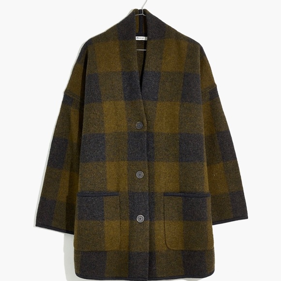 Madewell Buffalo Check Sweater Coat Merino Wool Size S - Picture 1 of 8